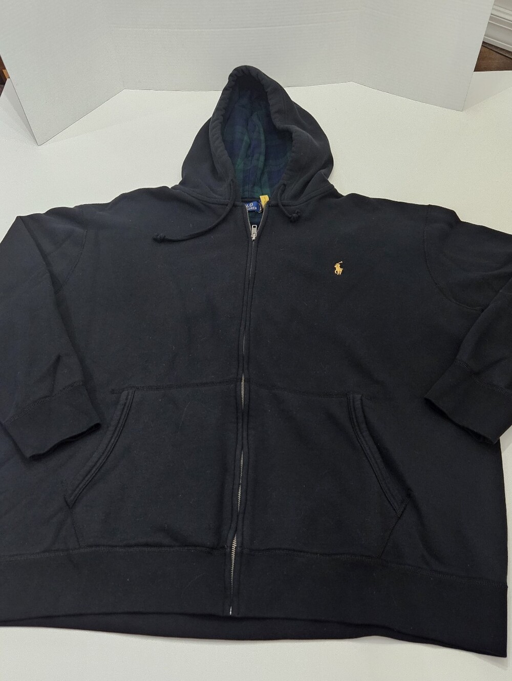 Polo Ralph Lauren Full Zip Hoodie Black 3XB Big & Tall Plaid Hood